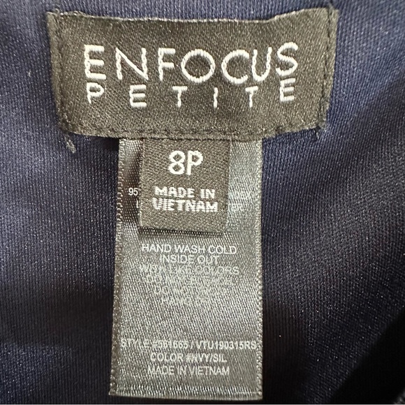 Enfocus Petite Womens Sleeveless Glitter Faux Wrap Dress in Navy Size 8P - Picture 2 of 7